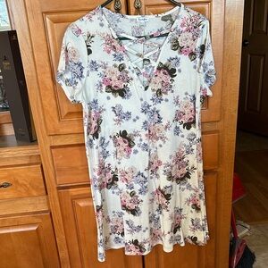 love, Fire Floral Dress with Crisscross Detail